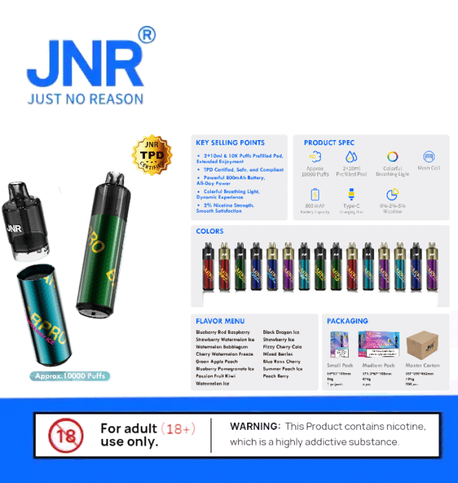 JNR Bar Pro 10K Puffs & viele Aromen Vape