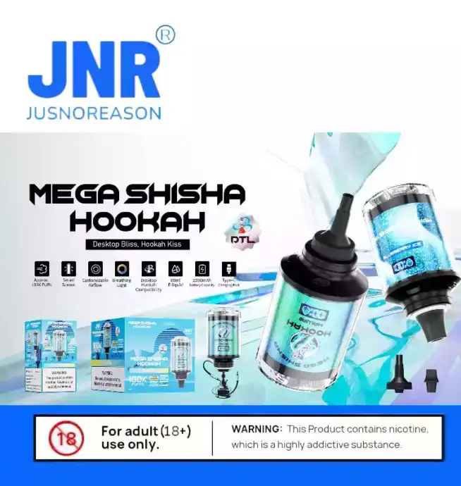 JNR Mega Shisha Hookah 100000 Puffs & smarte Features Vape