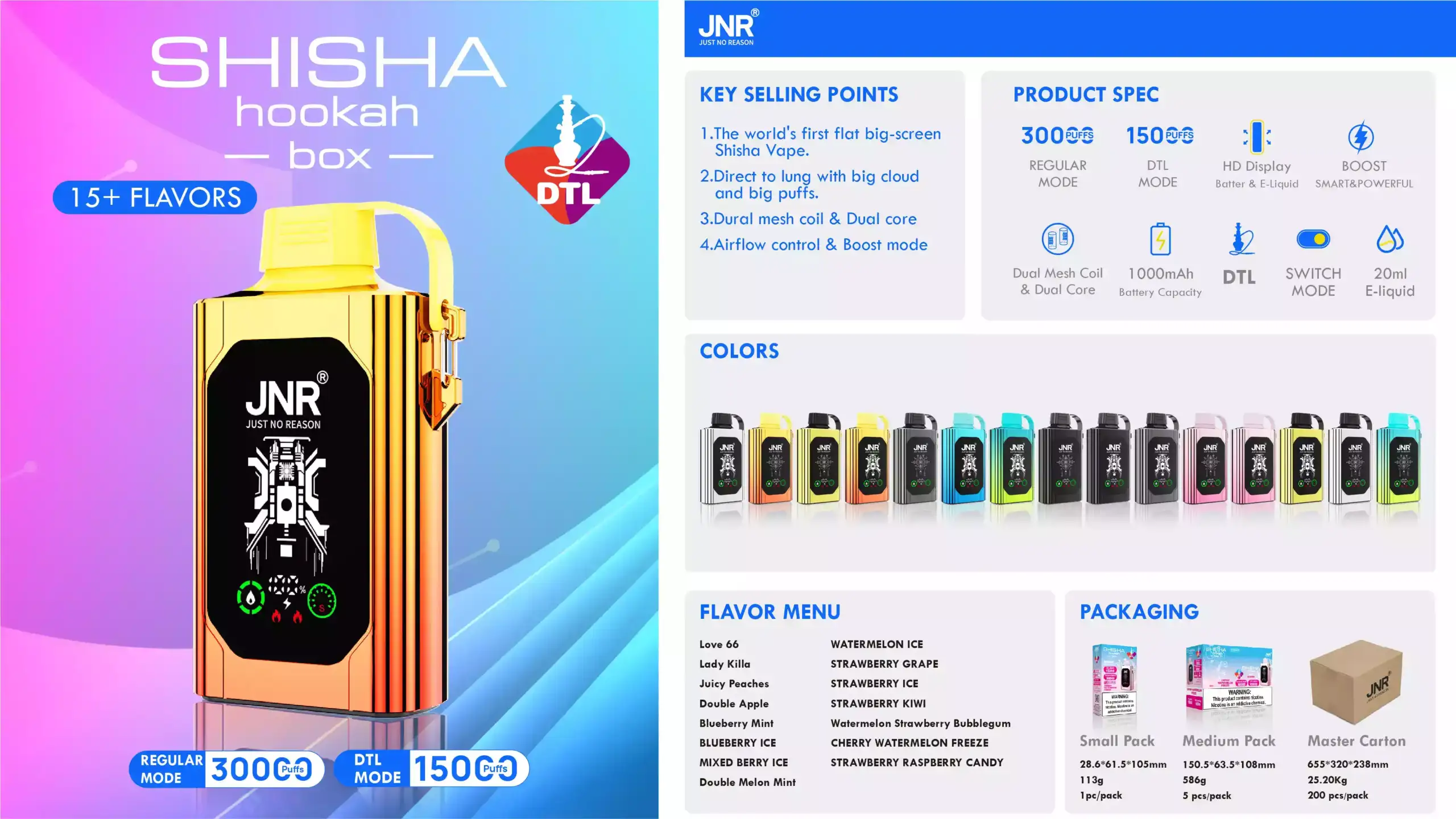 JNR Shisha Box 30000 PUFF Echter DTL-Genuss.Vaping